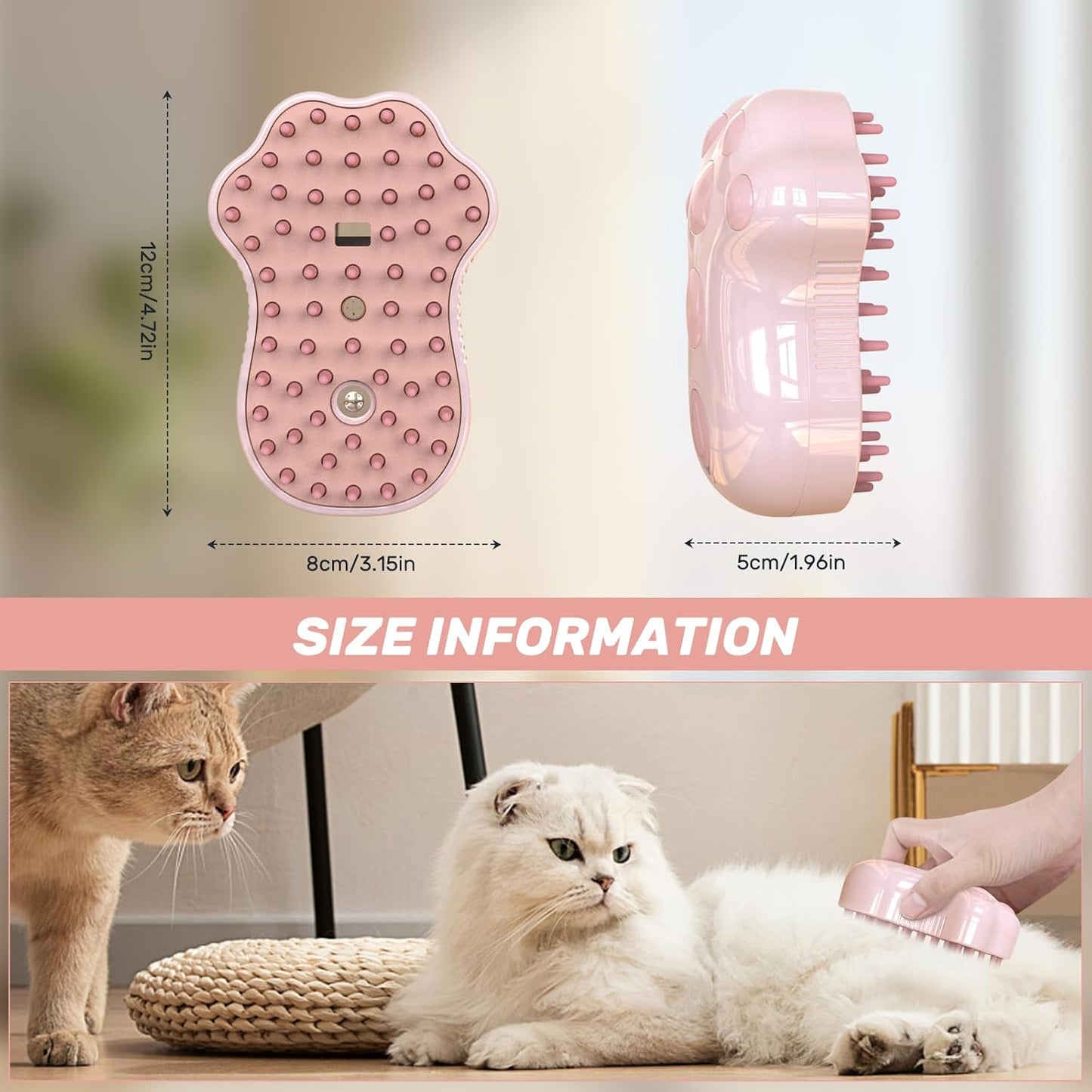 4-in-1 Self-Cleaning Steam Brush for Cats and Dogs Silicone