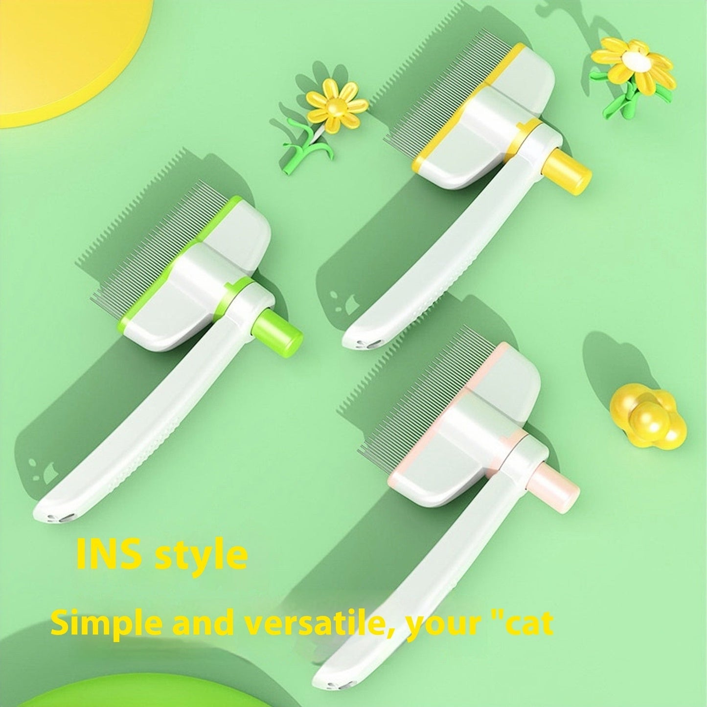 Self-Cleaning Pet Flea Comb Stainless Steel Teeth for Cats and Dogs