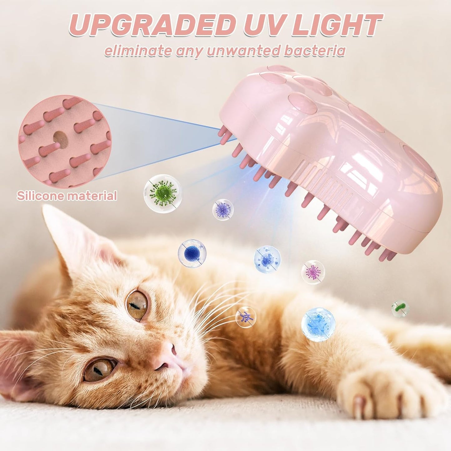 4-in-1 Self-Cleaning Steam Brush for Cats and Dogs Silicone