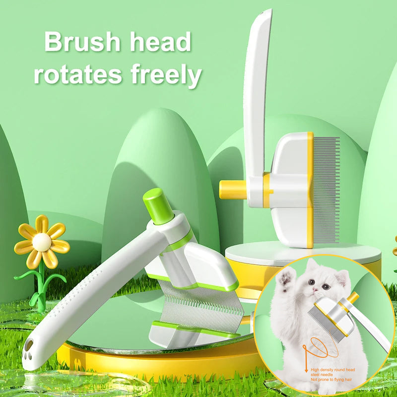 Self-Cleaning Pet Flea Comb Stainless Steel Teeth for Cats and Dogs