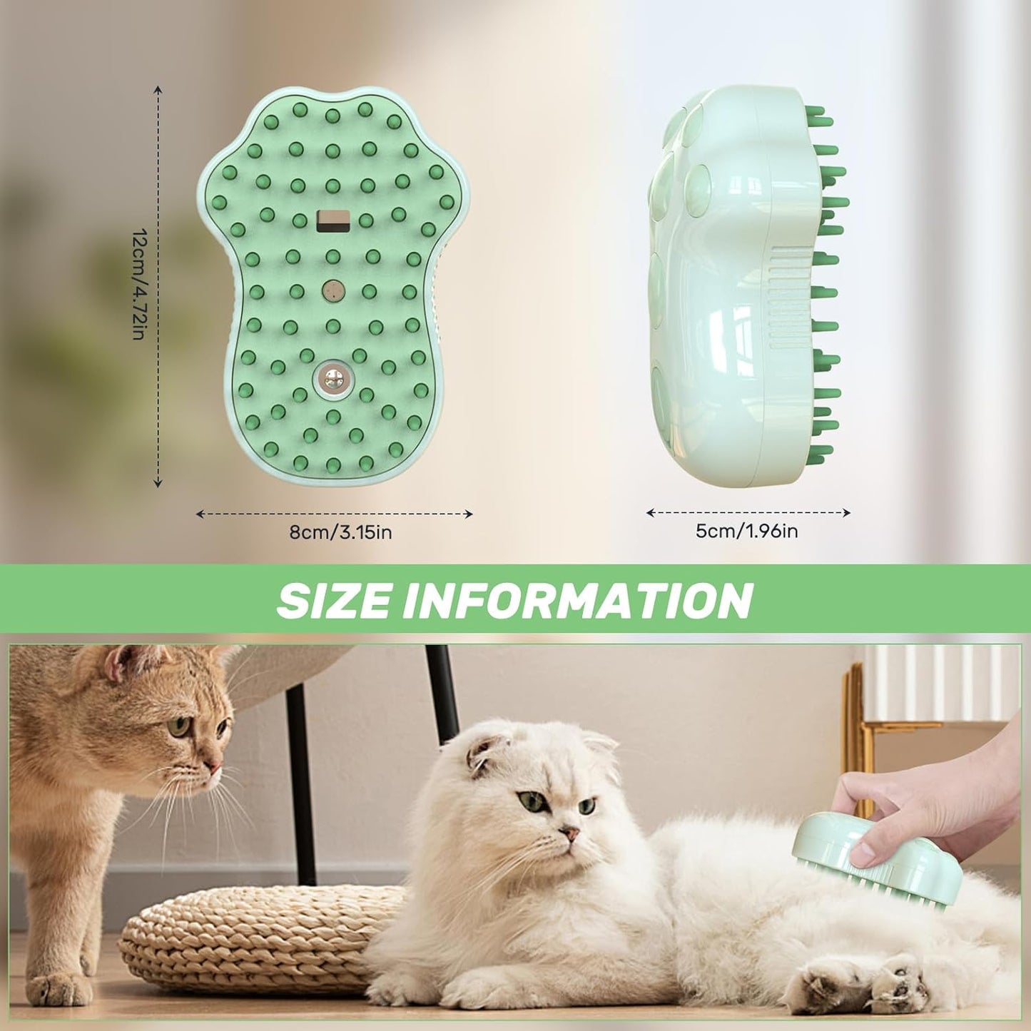 4-in-1 Self-Cleaning Steam Brush for Cats and Dogs Silicone