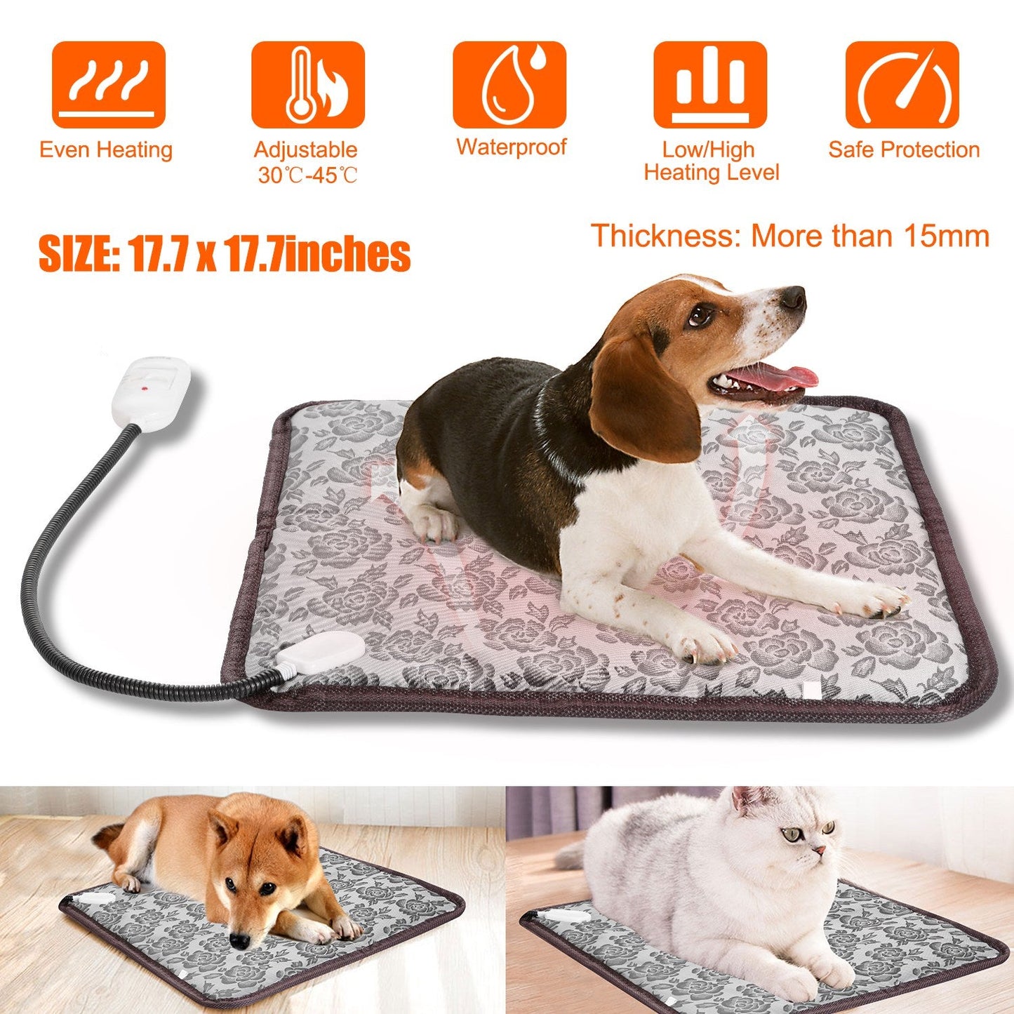 Electric Pet Heating Pad Adjustable Temperature Cats and Dogs