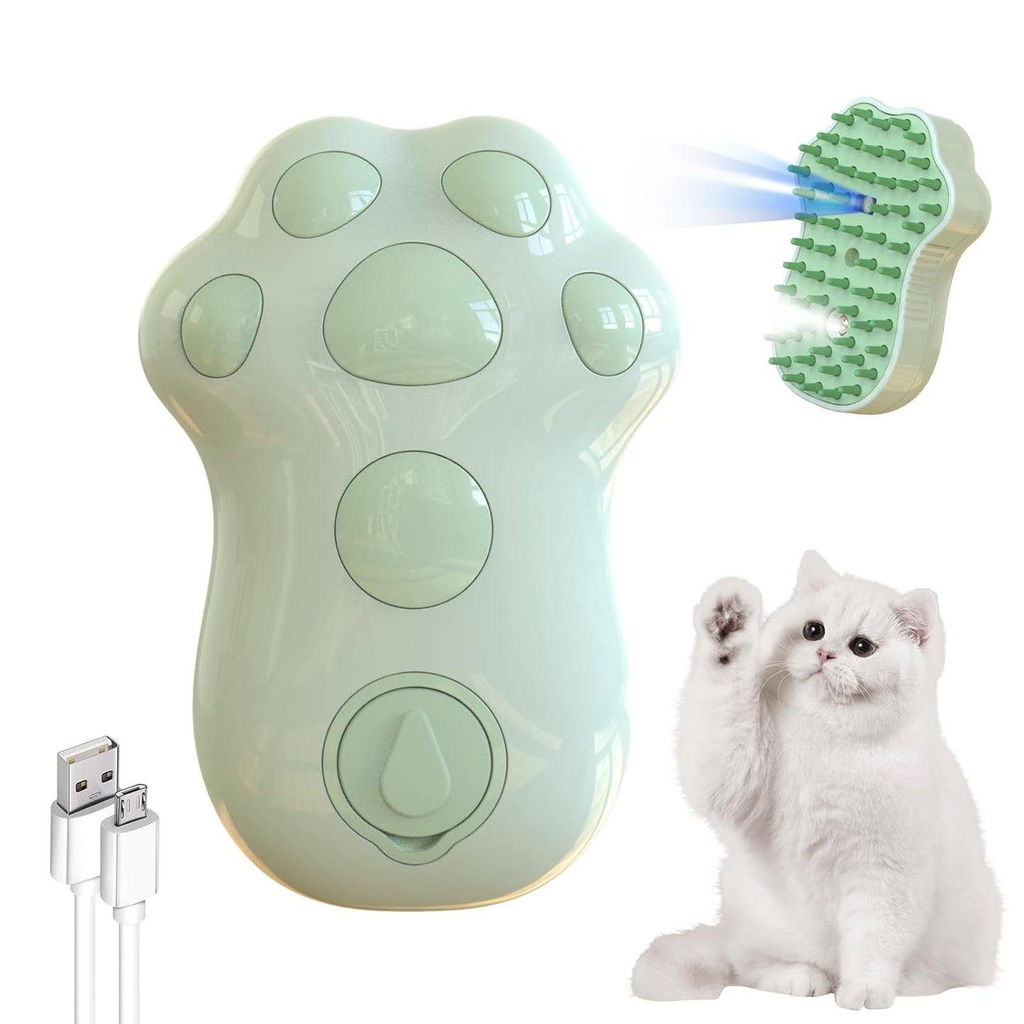 4-in-1 Self-Cleaning Steam Brush for Cats and Dogs Silicone