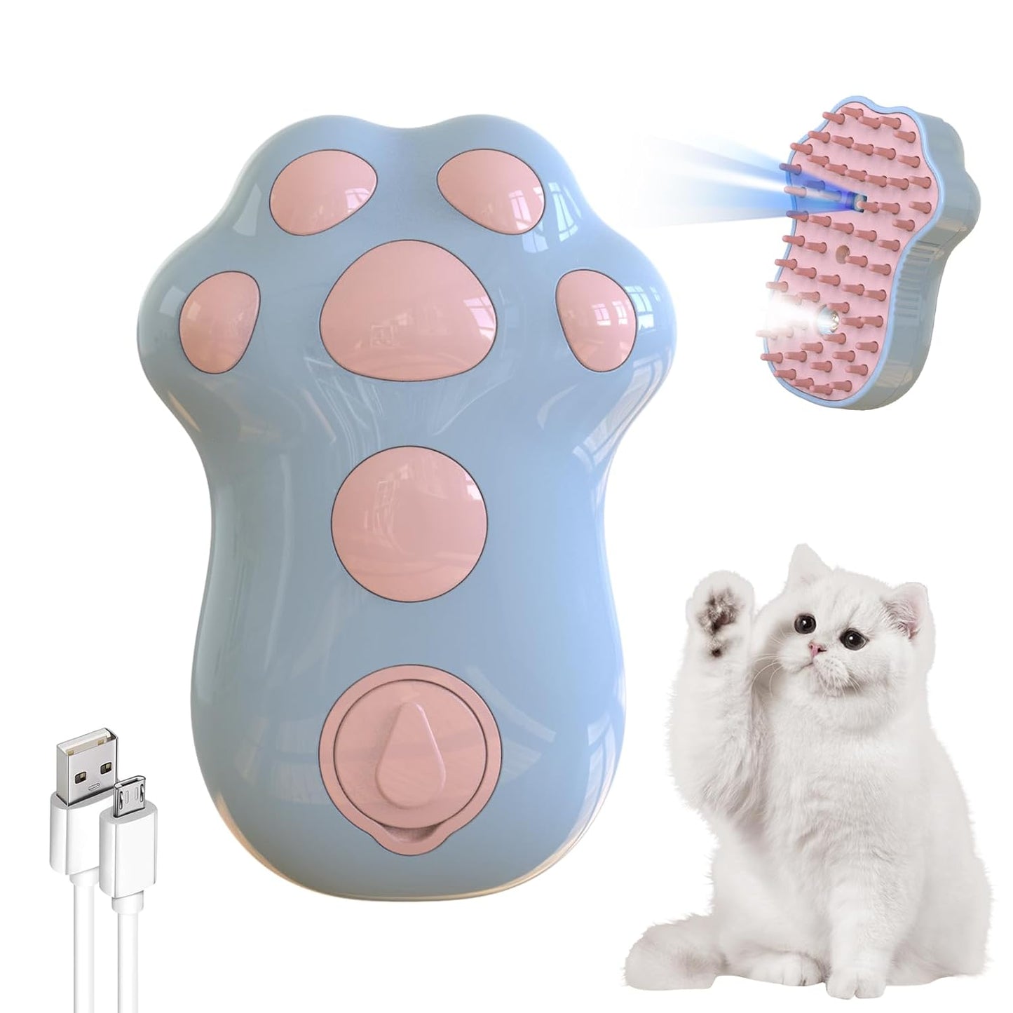 4-in-1 Self-Cleaning Steam Brush for Cats and Dogs Silicone