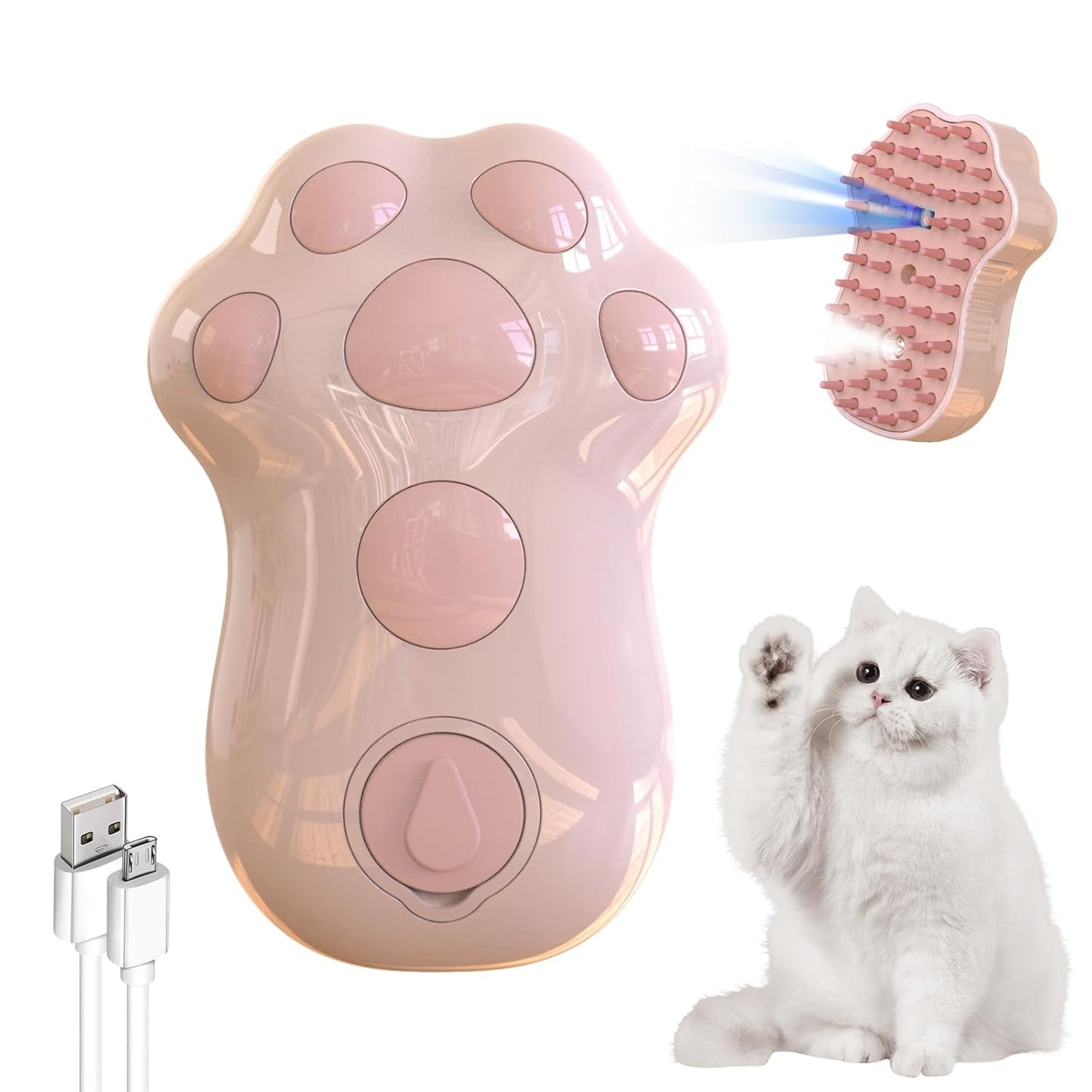 4-in-1 Self-Cleaning Steam Brush for Cats and Dogs Silicone