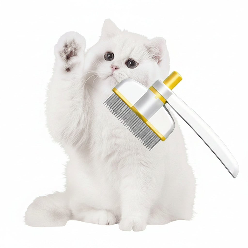 Self-Cleaning Pet Flea Comb Stainless Steel Teeth for Cats and Dogs