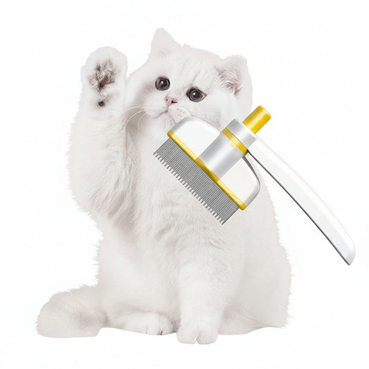 Self-Cleaning Pet Flea Comb Stainless Steel Teeth for Cats and Dogs